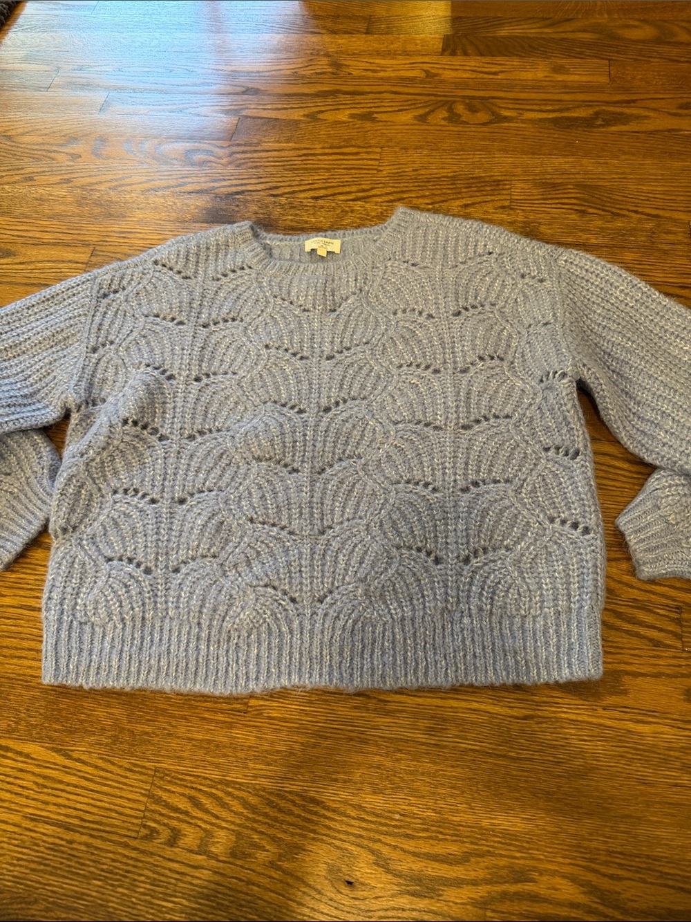 Gentle Fawn Light Blue Scoop Neck Textured Knit Sweater Size XS